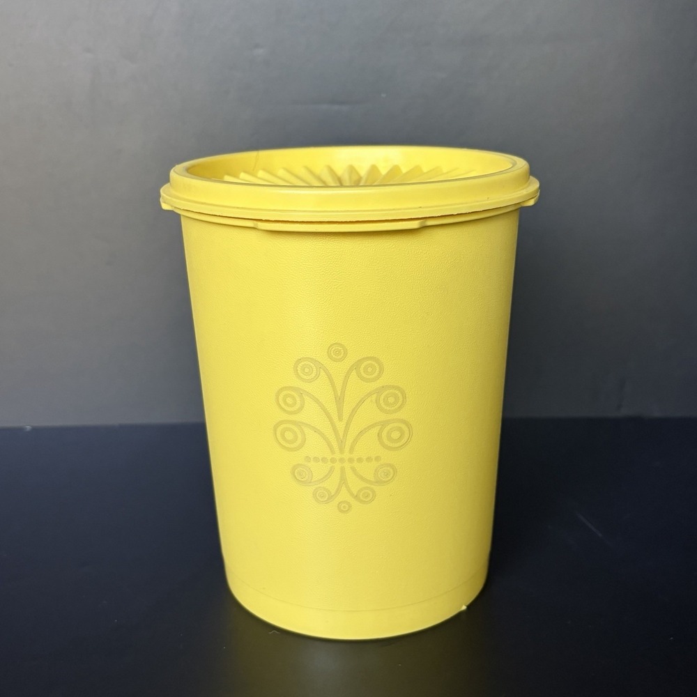 Vintage Tupperware Nesting Canister Yellow 6" Retro 70s Kitchen Kitschy Pantry